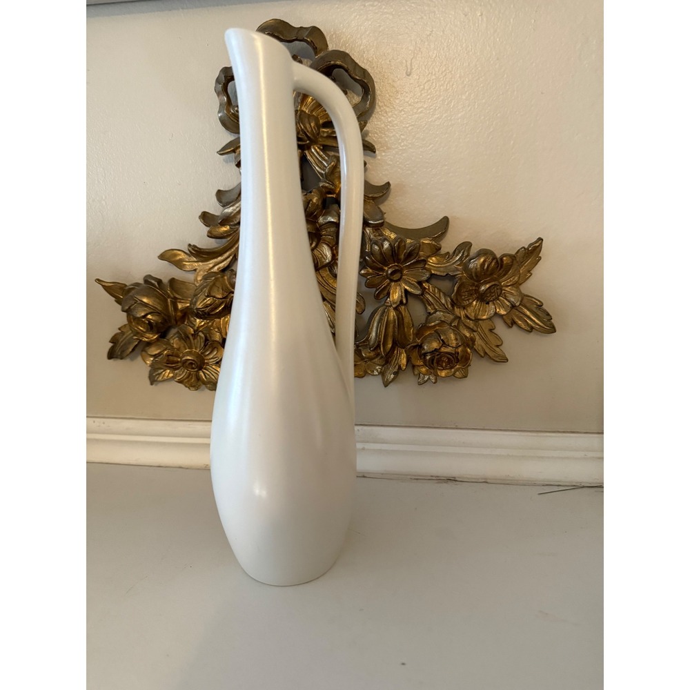 Keramikos Athens Greece White Ceramic Pitcher Vase Mid Century Modern 122 12.5" - Picture 3 of 8